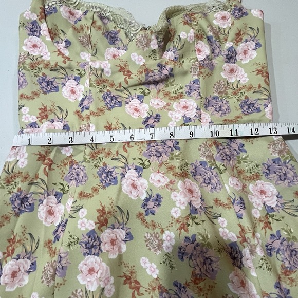 House of CB Sz Small Charlotte Peony Print Midi Dress High Side Slit Coquette - Picture 11 of 16